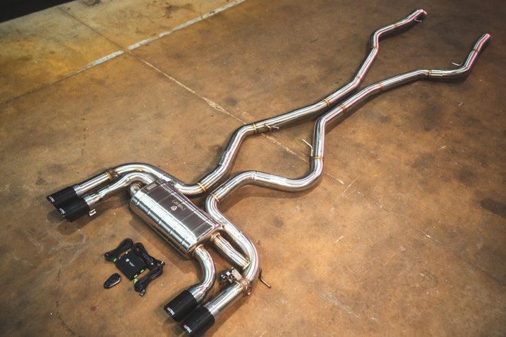 Valvetronic Designs 2015-2018 BMW F85 X5M, F86 X6M 4.4L Catback T304 Stainless Steel Brushed 3.5 Inch Outlet Tips - BMW.F85.X5M.VSES.BR.BRSH