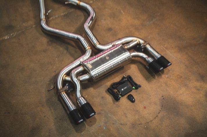 Valvetronic Designs 2015-2018 BMW F85 X5M, F86 X6M 4.4L Catback T304 Stainless Steel Brushed 3.5 Inch Outlet Tips - BMW.F85.X5M.VSES.BR.BRSH