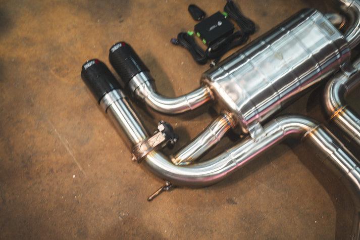 Valvetronic Designs 2015-2018 BMW F85 X5M, F86 X6M 4.4L Catback T304 Stainless Steel Brushed 3.5 Inch Outlet Tips - BMW.F85.X5M.VSES.BR.BRSH