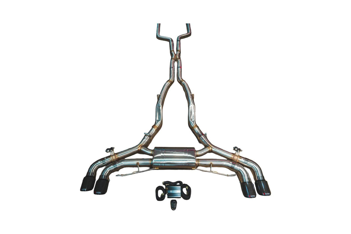 Valvetronic Designs 2020-2025 BMW F95 X5M 4.4L Catback T304 Stainless Steel Carbon Fiber 4.0 Inch Outlet Tips - BMW.F95.X5M.VSES.BR.RC