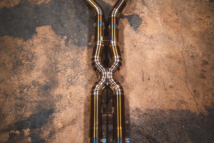 Valvetronic Designs 2020-2025 BMW F95 X5M 4.4L Catback Grade 5 Titanium Burnt 3.5 Inch Outlet Tips - BMW.F95.X5M.VSES.TI.BRT