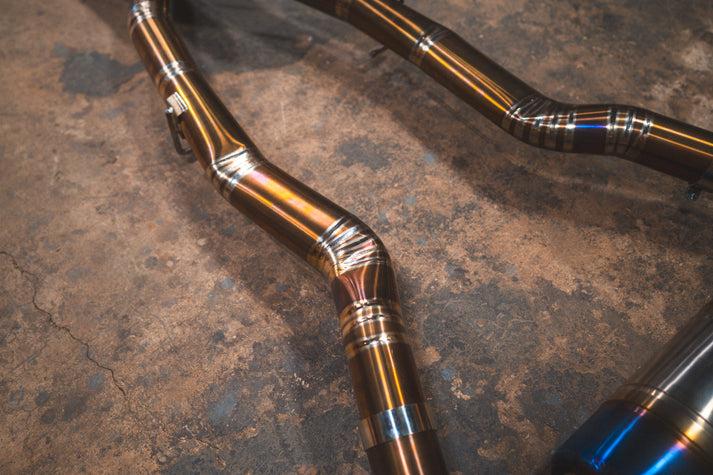 Valvetronic Designs 2020-2025 BMW F95 X5M 4.4L Catback Grade 5 Titanium Burnt 3.5 Inch Outlet Tips - BMW.F95.X5M.VSES.TI.BRT