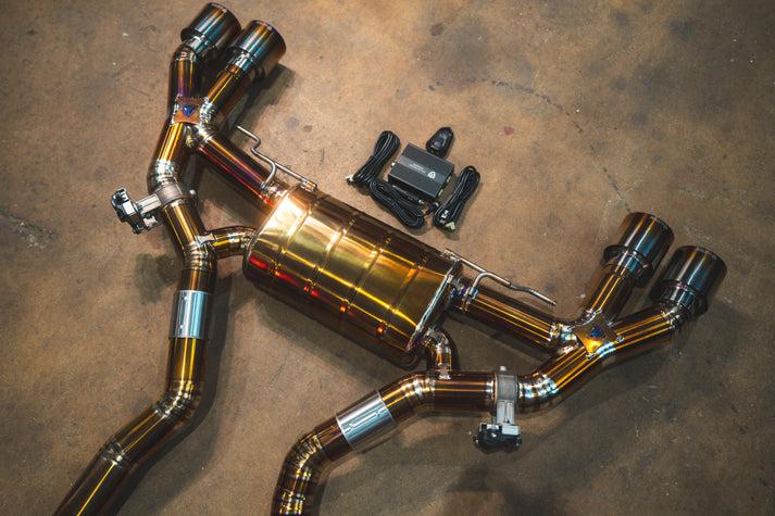 Valvetronic Designs 2019-2025 BMW F97,F98 X3M,X4M 3.0L Equal Length Catback Grade 5 Titanium Brushed 3.5 Inch Outlet Tips - BMW.F9X.X3M.VSES.EL.TI.BRSH