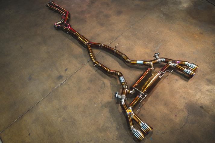 Valvetronic Designs 2019-2025 BMW F97,F98 X3M,X4M 3.0L Equal Length Catback Grade 5 Titanium Brushed 3.5 Inch Outlet Tips - BMW.F9X.X3M.VSES.EL.TI.BRSH