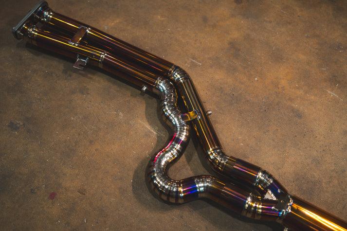 Valvetronic Designs 2019-2025 BMW F97,F98 X3M,X4M 3.0L Equal Length Catback Grade 5 Titanium Brushed 3.5 Inch Outlet Tips - BMW.F9X.X3M.VSES.EL.TI.BRSH