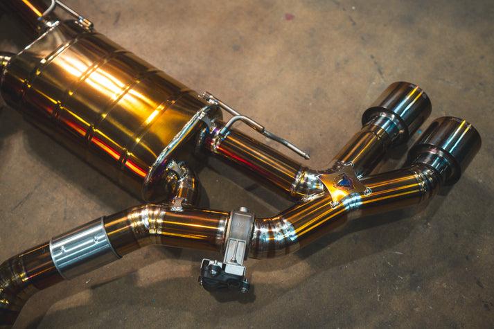 Valvetronic Designs 2019-2025 BMW F97,F98 X3M,X4M 3.0L Equal Length Catback Grade 5 Titanium Brushed 3.5 Inch Outlet Tips - BMW.F9X.X3M.VSES.EL.TI.BRSH