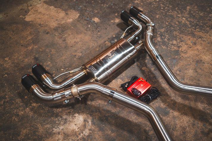 Valvetronic Designs 2019-2025 BMW G20, M340i 3.0L Catback T304 Stainless Steel Carbon Fiber 4.0 Inch Outlet Tips - BMW.G20.M340i.VSES.BR.RC