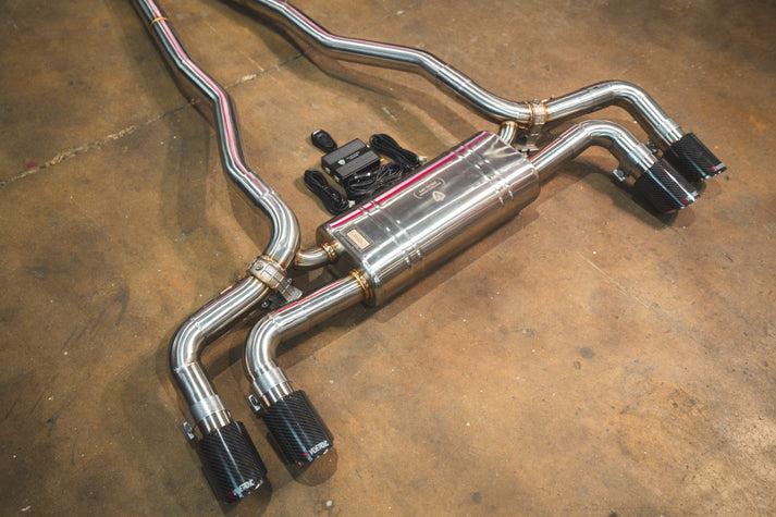 Valvetronic Designs 2017-2023 BMW G30, 530i 2.0L Catback Grade 5 Titanium Black 3.5 Inch Outlet Tips - BMW.G30.530i.VSES.TI.BLK