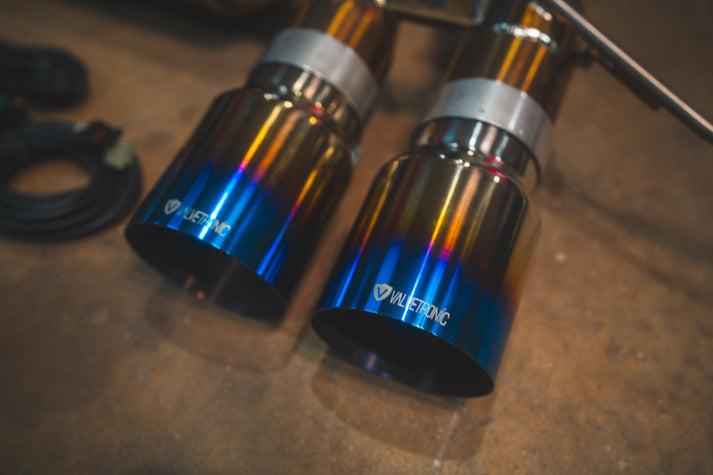 Valvetronic Designs 2022-2025 BMW G87, M2 3.0L Axleback Grade 5 Titanium Burnt 3.5 Inch Outlet Tips - BMW.G87.M2.AXL.TI.BRT