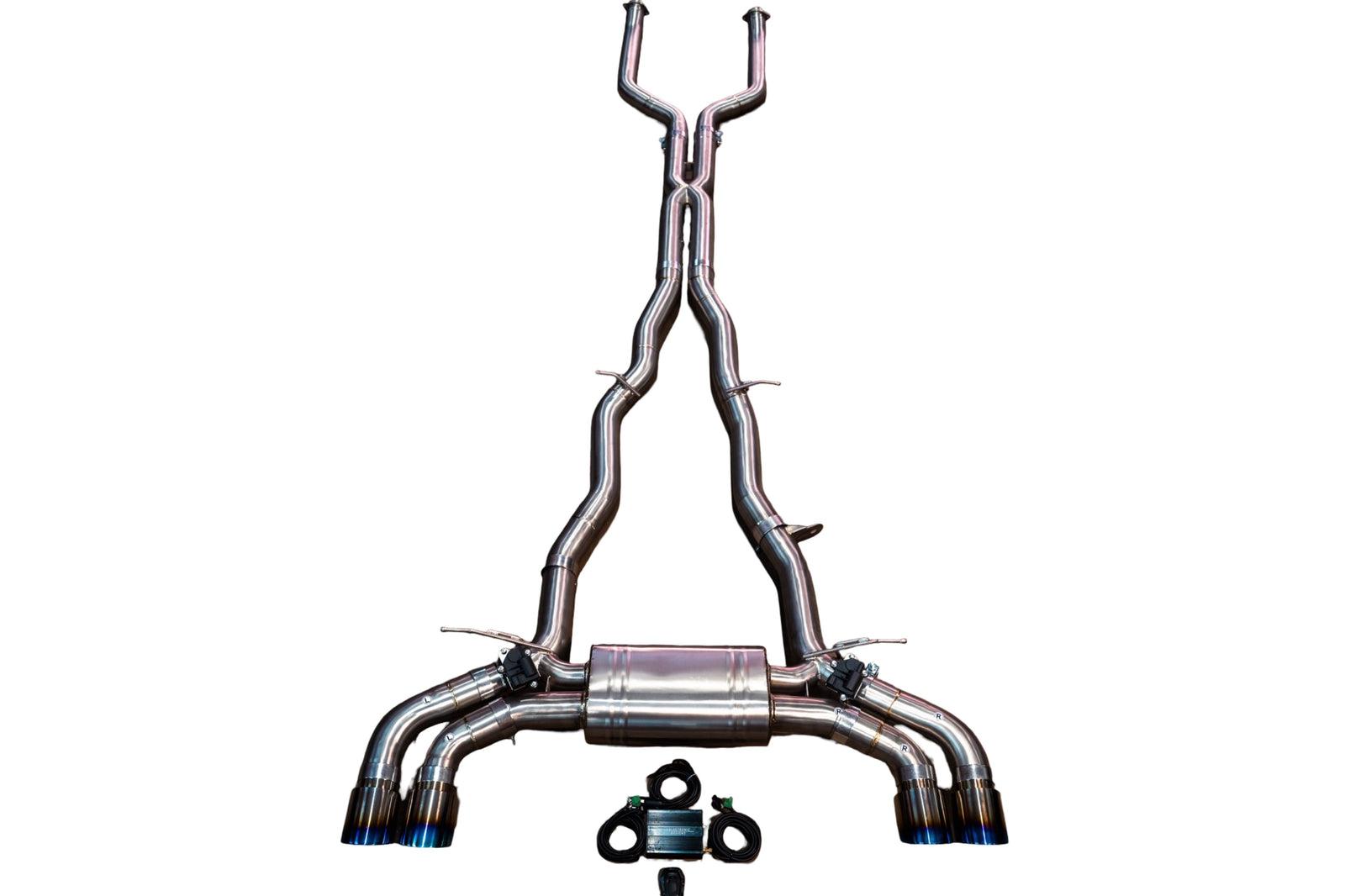 Valvetronic Designs 2025-2026 BMW G90, G99 M5 4.4L Catback Exhaust System Grade 5 Titanium Black 3.5 Inch Outlet Tips - BMW.G90.M5.VSES.TI.BLK