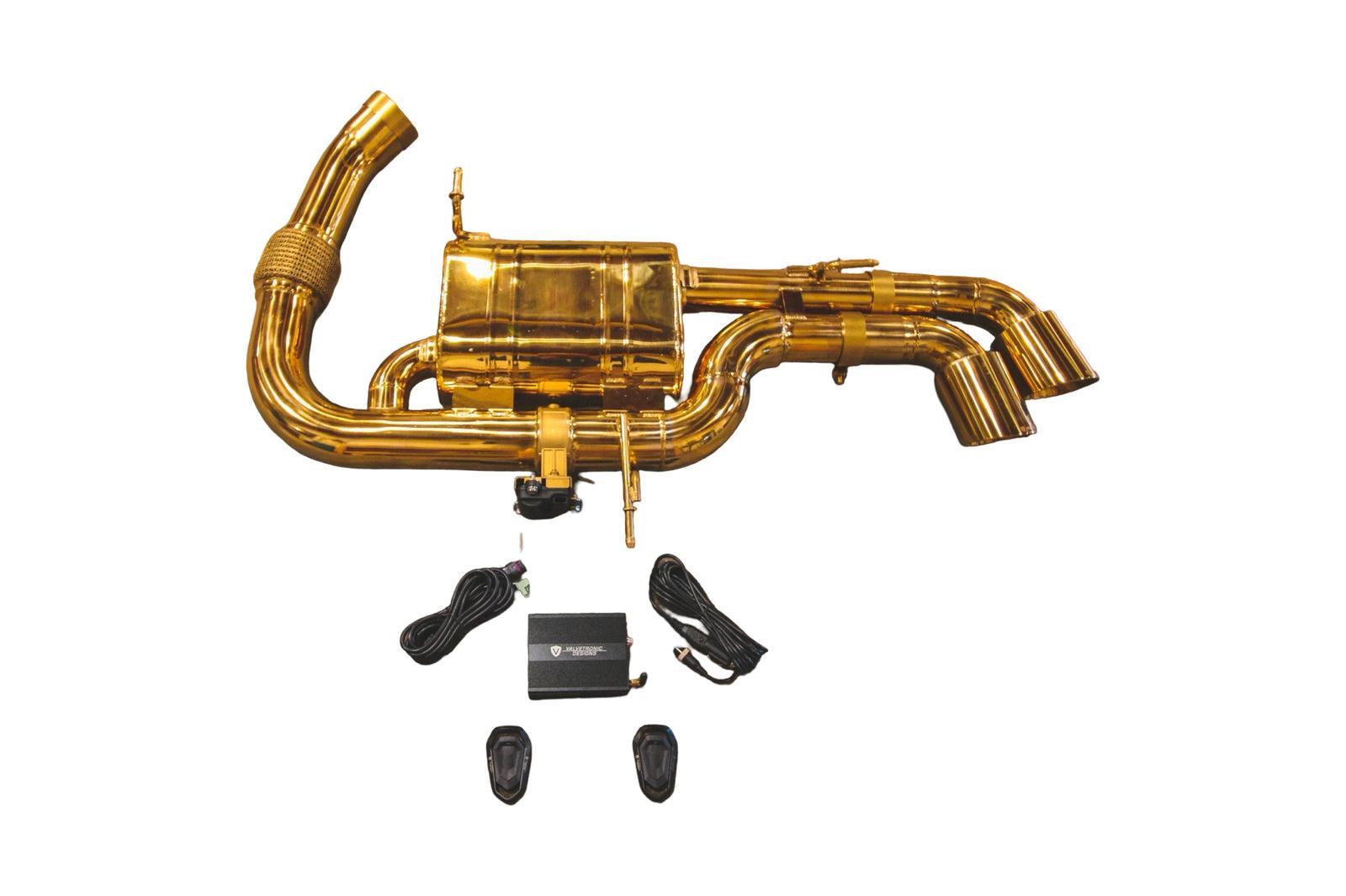Valvetronic Designs BMW i8 1.5L Full Exhaust System Anodized Gold T304 Stainless Steel Anodized Gold 3.5 Inch Outlet Tip - BMW.I8.VSES.FF.AG