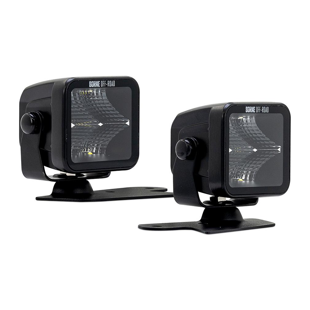 Mishimoto Borne Off-Road Direct-Fit Ford Bronco Ditch Light Set (2) 3X3 Flood Upfit (2021-2025 Ford Bronco) - BNLT-BR-21-DT2FU