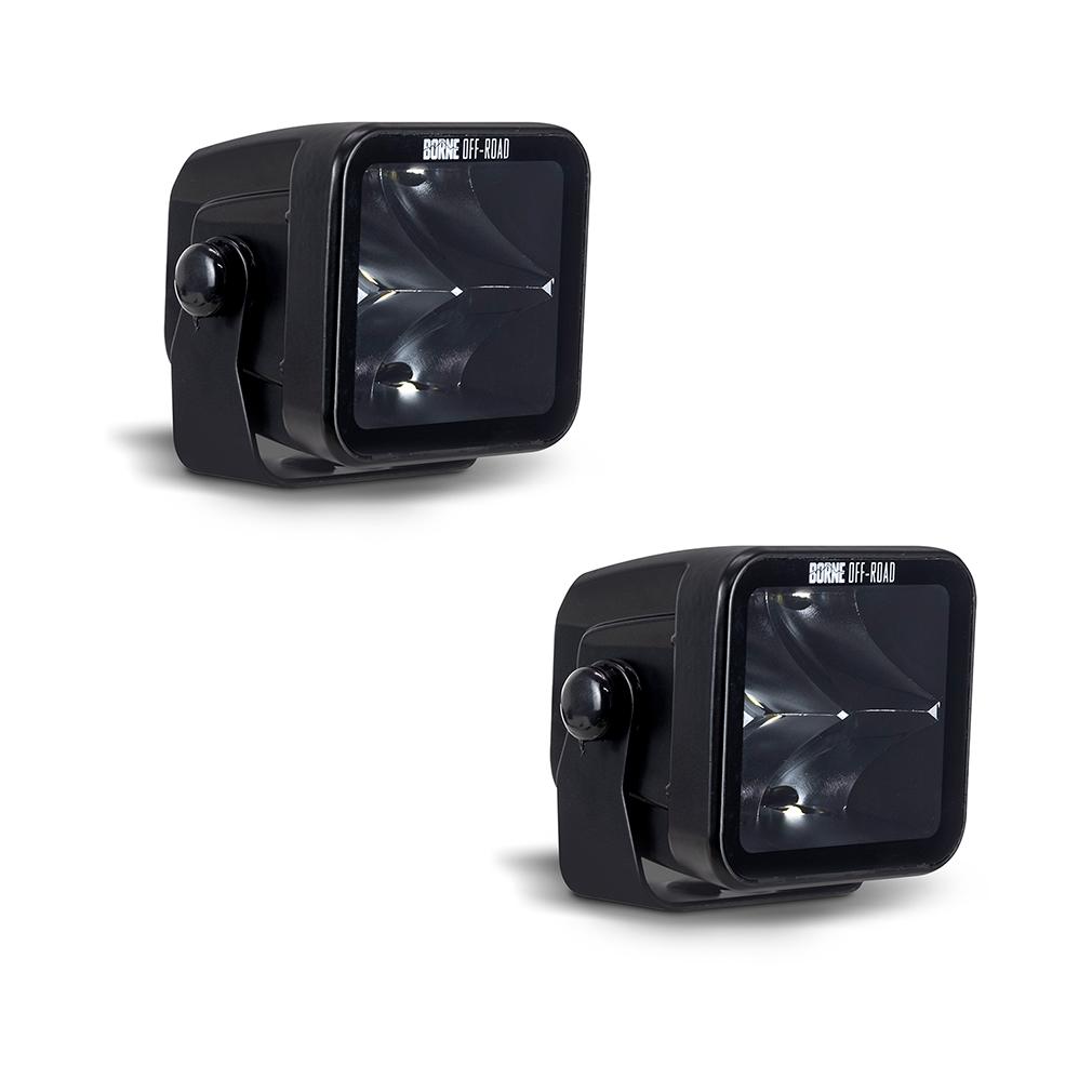 Mishimoto Borne Off-Road Light Pod Pair  3X3 Spot - BNLT-LP33-2S