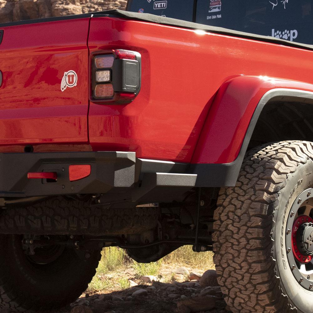 Rock Slide Engineering Gladiatror Rear Rock Sliders for 20-Pres Jeep Gladiator JT Steel Powdercoat (2020 Gladiator) - BR-100-JT4