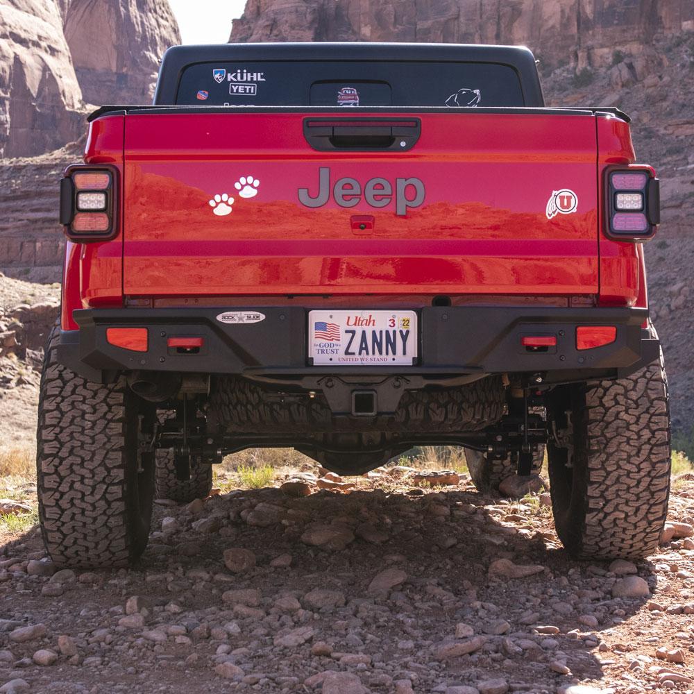 Rock Slide Engineering Gladiatror Rear Rock Sliders for 20-Pres Jeep Gladiator JT Steel Powdercoat (2020 Gladiator) - BR-100-JT4