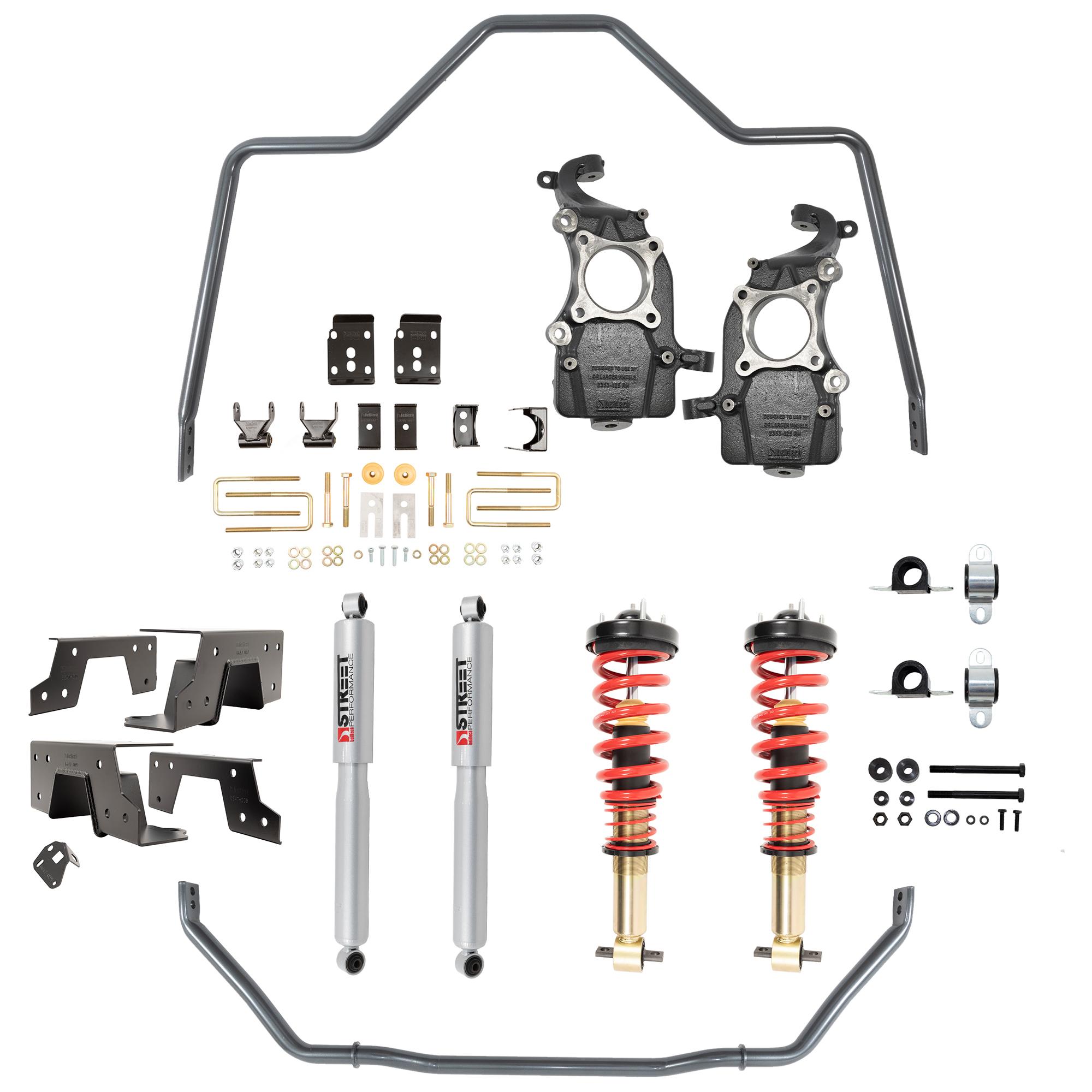 Belltech Complete Kit Inc. Height Adjustable Front Coilovers & Anti-Swaybar Set (2021+ Ford F-150 2WD -3" to -5.5"F / -6.5" R) - 1051HK