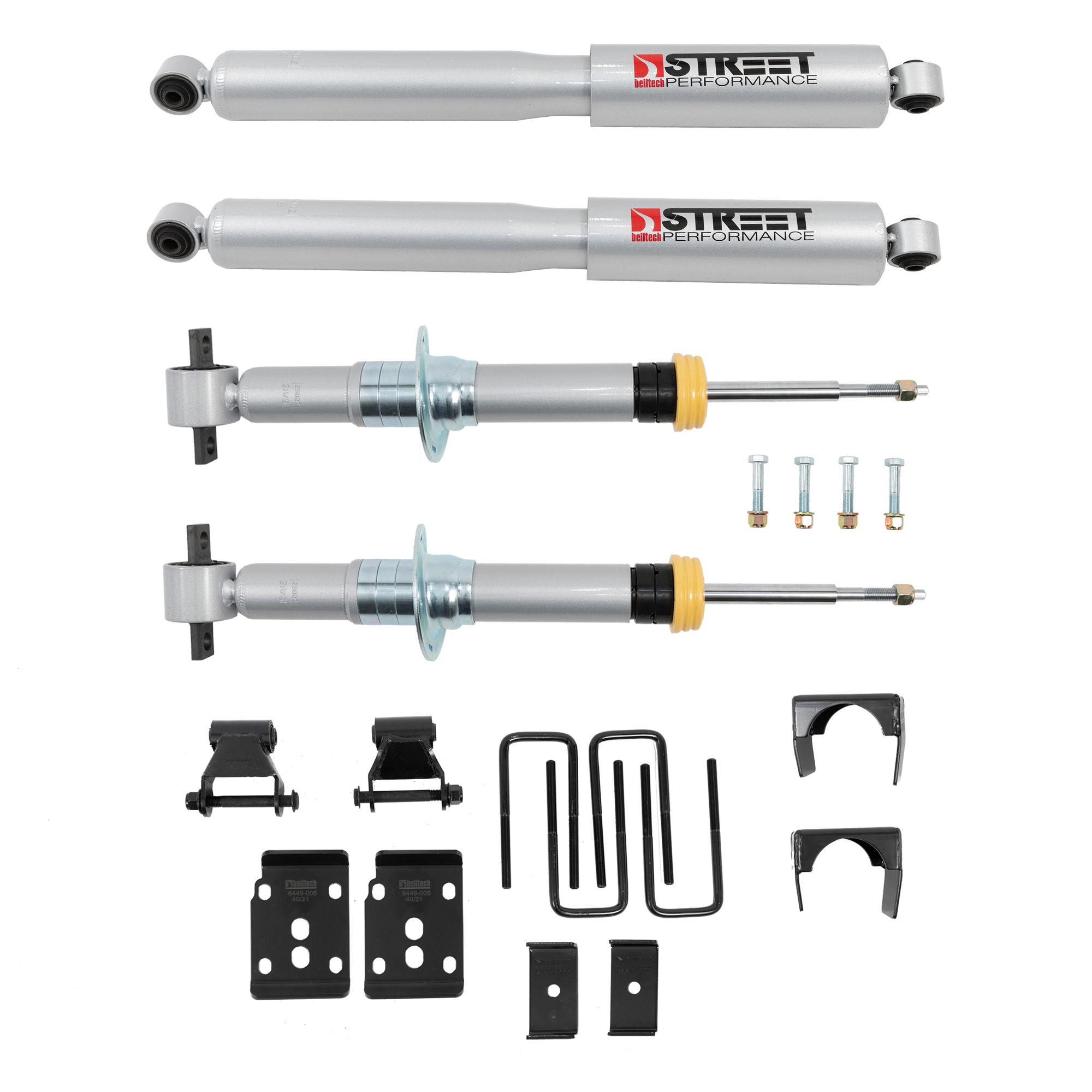 Belltech Front And Rear Complete Kit W/ Street Performance Struts/Shocks (2021+ Ford F-150 4WD -1" to -3.5" F / -7.5" R) - 1055SP