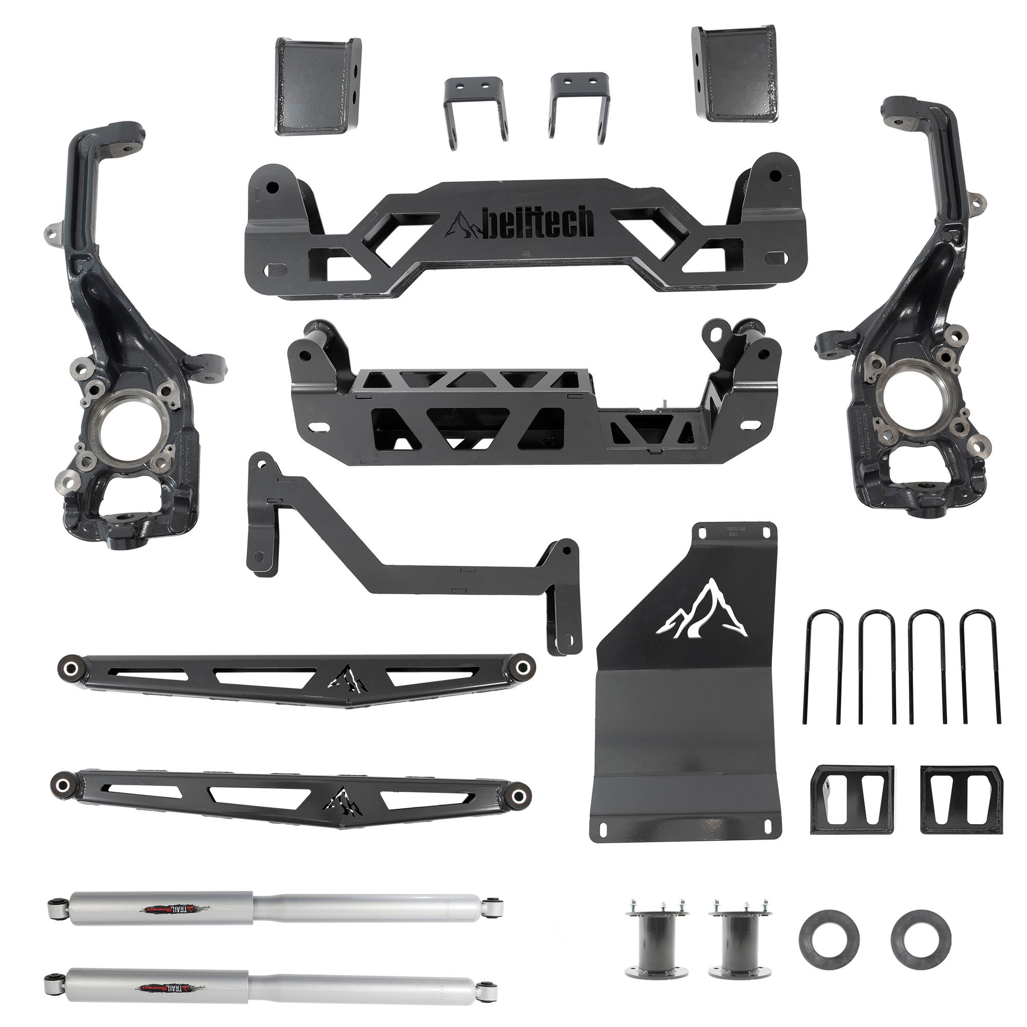 Belltech 6" Lift Kit Inc. Rear Trail Performance Shocks Only (2021 Ford F-150 (All Cabs) 4WD 6" Lift) - 152510BK