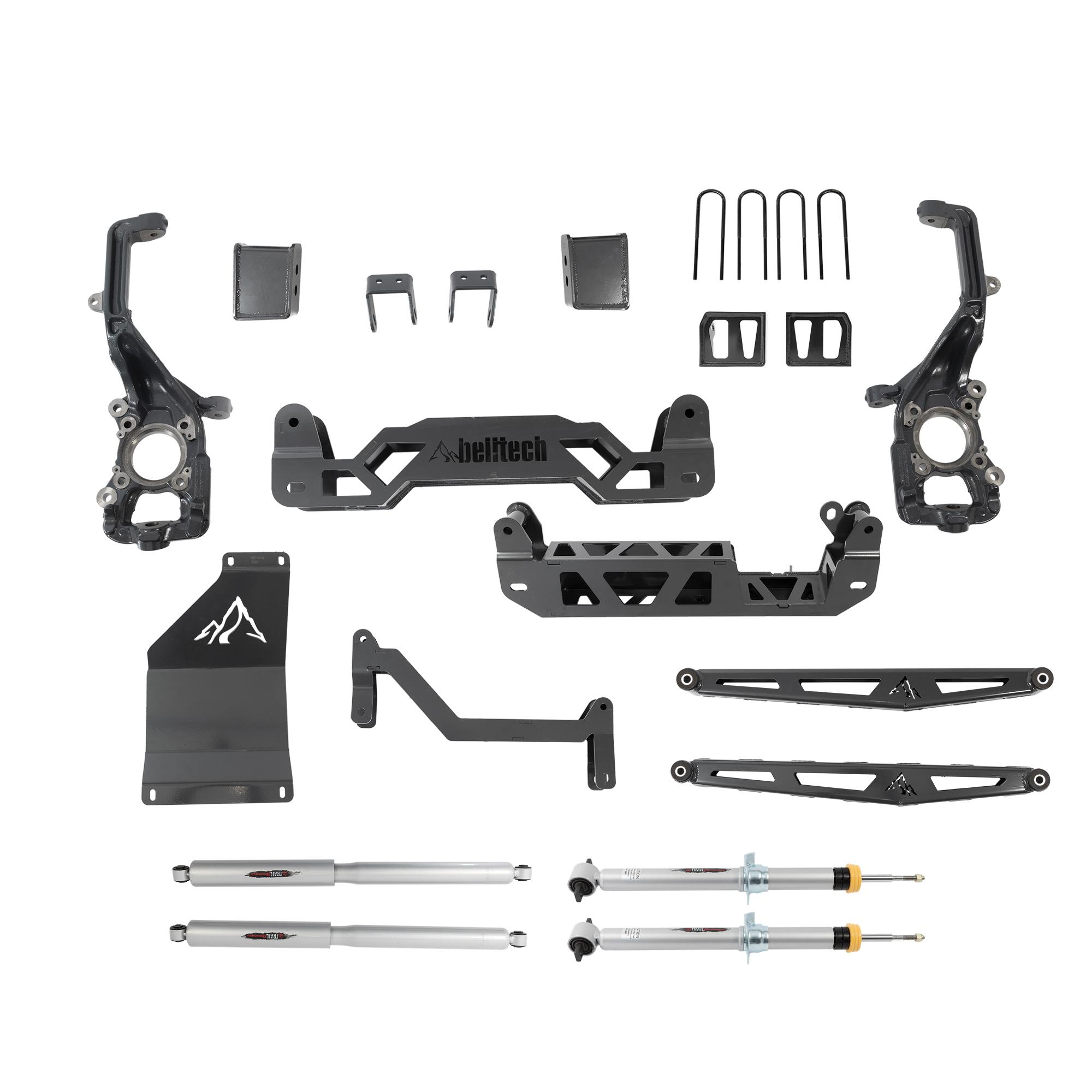 Belltech 5-7" Lift Kit Inc. Front and Rear Trail Performance Struts/Shocks (2021 Ford F-150 (All Cabs) 4WD 5-7" Lift) - 152510TP