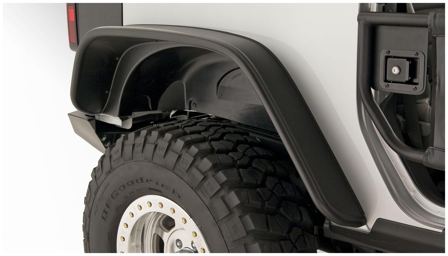 Bushwacker Fender Flares Flat Style 2Pc Rear (2007-2018 Wrangler, Wrangler JK) - 10052-07
