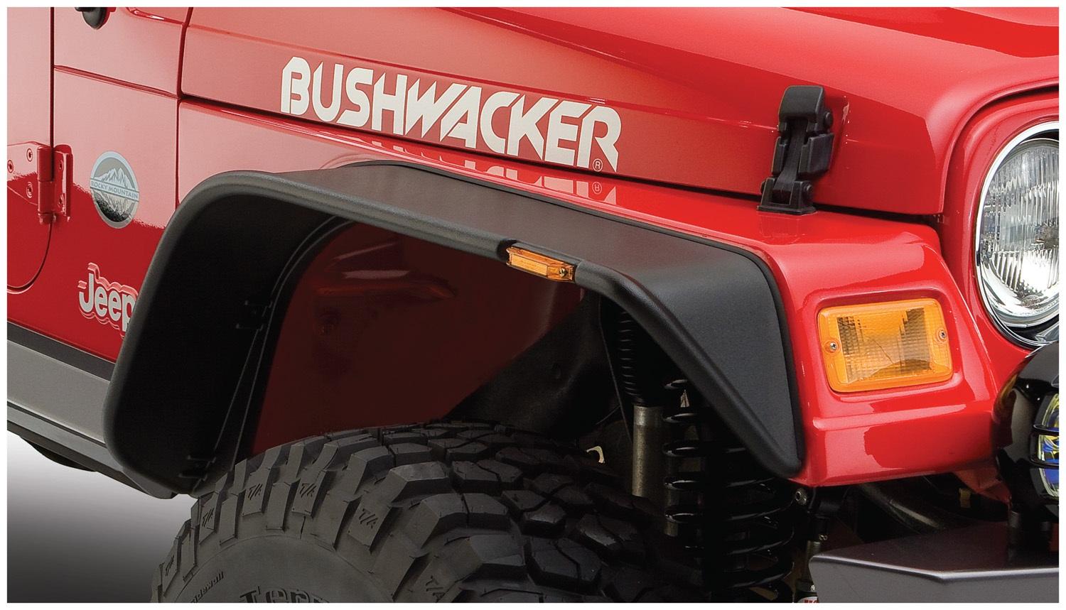 Bushwacker Fender Flares Flat Style 2Pc Front (1997-2006 Wrangler) - 10055-07