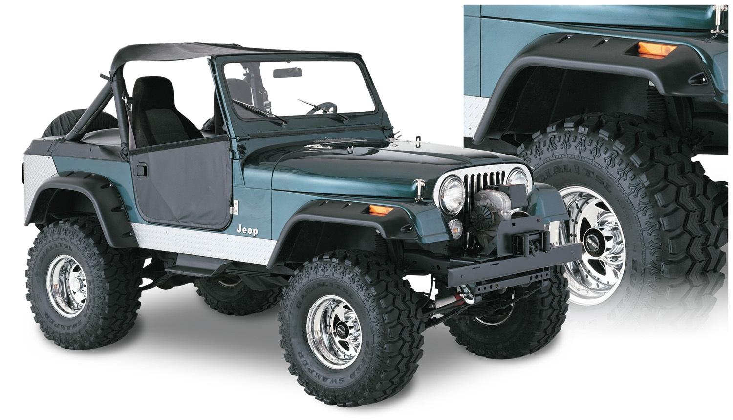 Bushwacker Fender Flares Cutout Style 4Pc (1956-1986 CJ7, CJ5, CJ6, Willys, CJ6A) - 10910-07