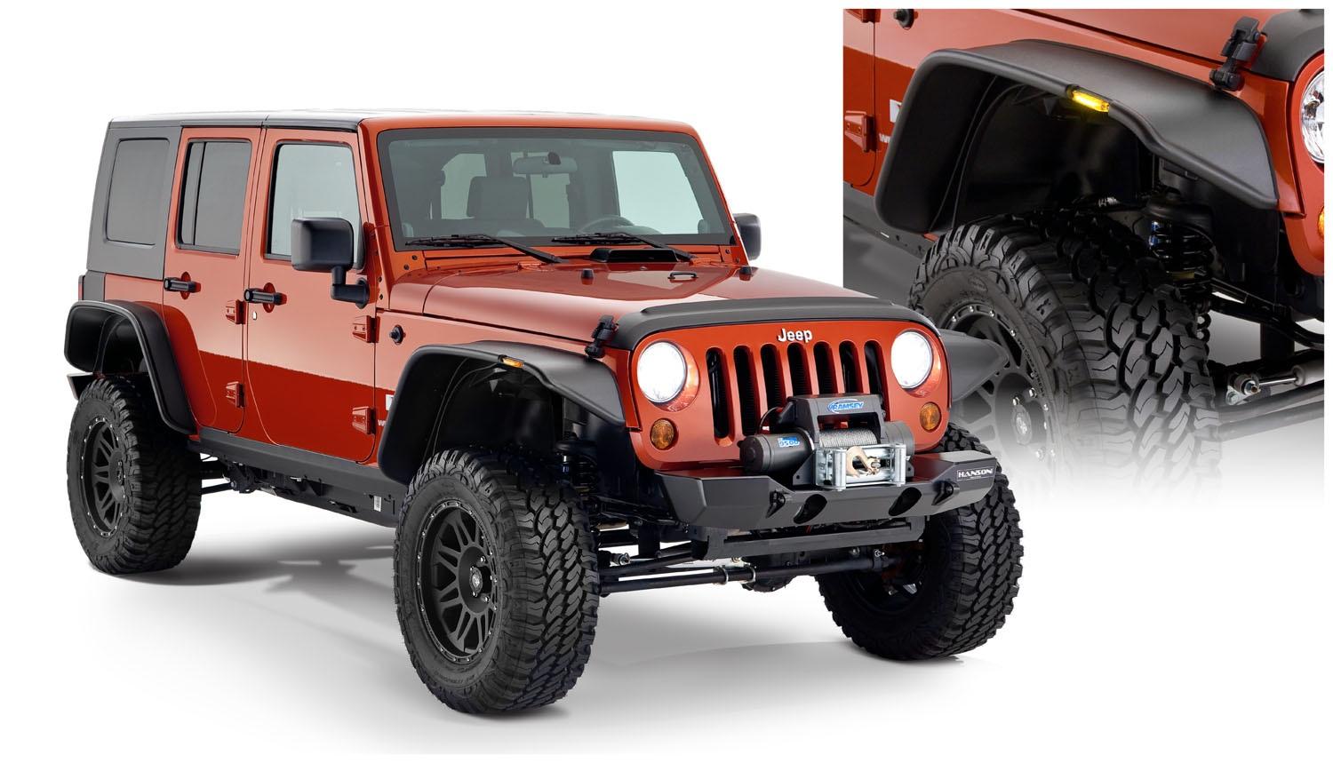 Bushwacker Fender Flares Flat Style 4Pc (2007-2018 Wrangler, Wrangler JK) - 10918-07
