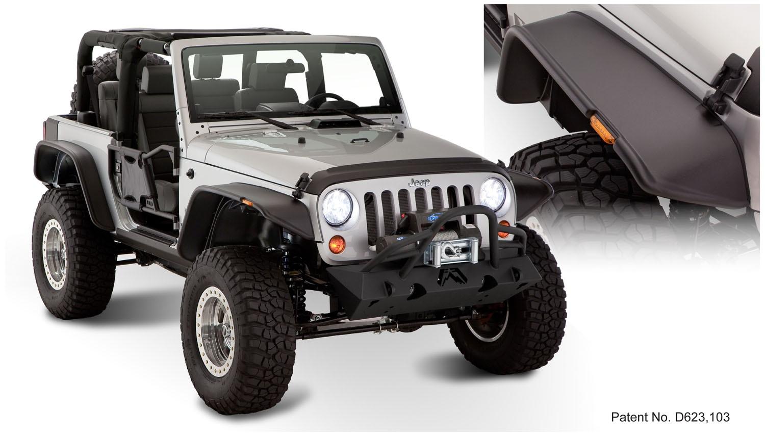 Bushwacker Fender Flares Flat Style 4Pc (2007-2018 Wrangler, Wrangler JK) - 10919-07