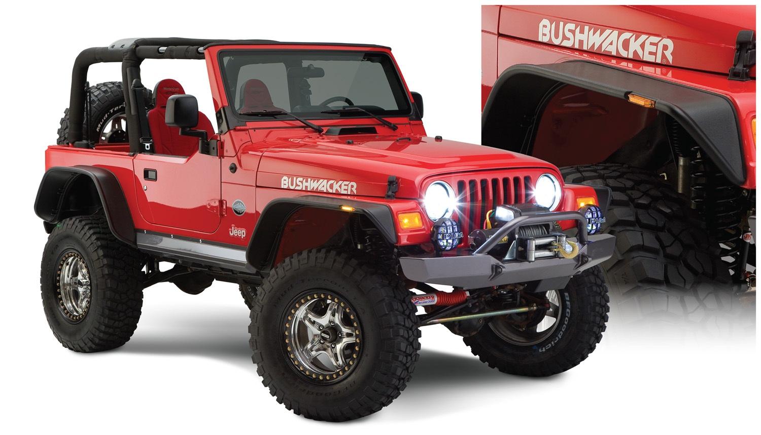 Bushwacker Fender Flares Flat Style 4Pc (1997-2006 Wrangler) - 10920-07
