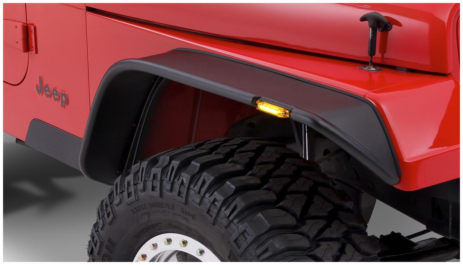 Bushwacker Fender Flares Flat Style 4Pc (1987-1995 Wrangler) - 10924-07