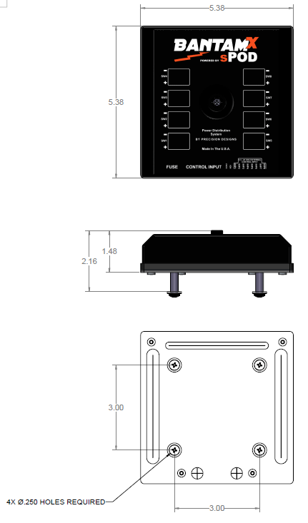 sPOD BantamX Touchscreen for Uni with 36 Inch battery cables - BXTSBUNI36