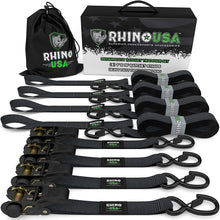 Rhino USA Rhino Usa Medium Duty Ratchet Strap Tie-Down 4-Pack (Black) - GMG-R1-4PACK