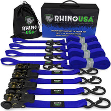 Rhino USA Rhino Usa Medium Duty Ratchet Strap Tie-Down 4-Pack (Blue) - RCHT-4PACK-BLU