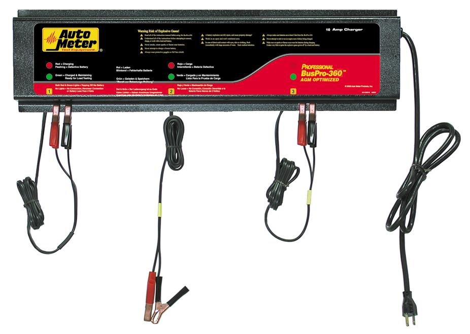 Auto Meter BUSPRO-361; AGM Optimized Smart Battery Charger - 3 Channel, 120v 10 amp - BUSPRO-361