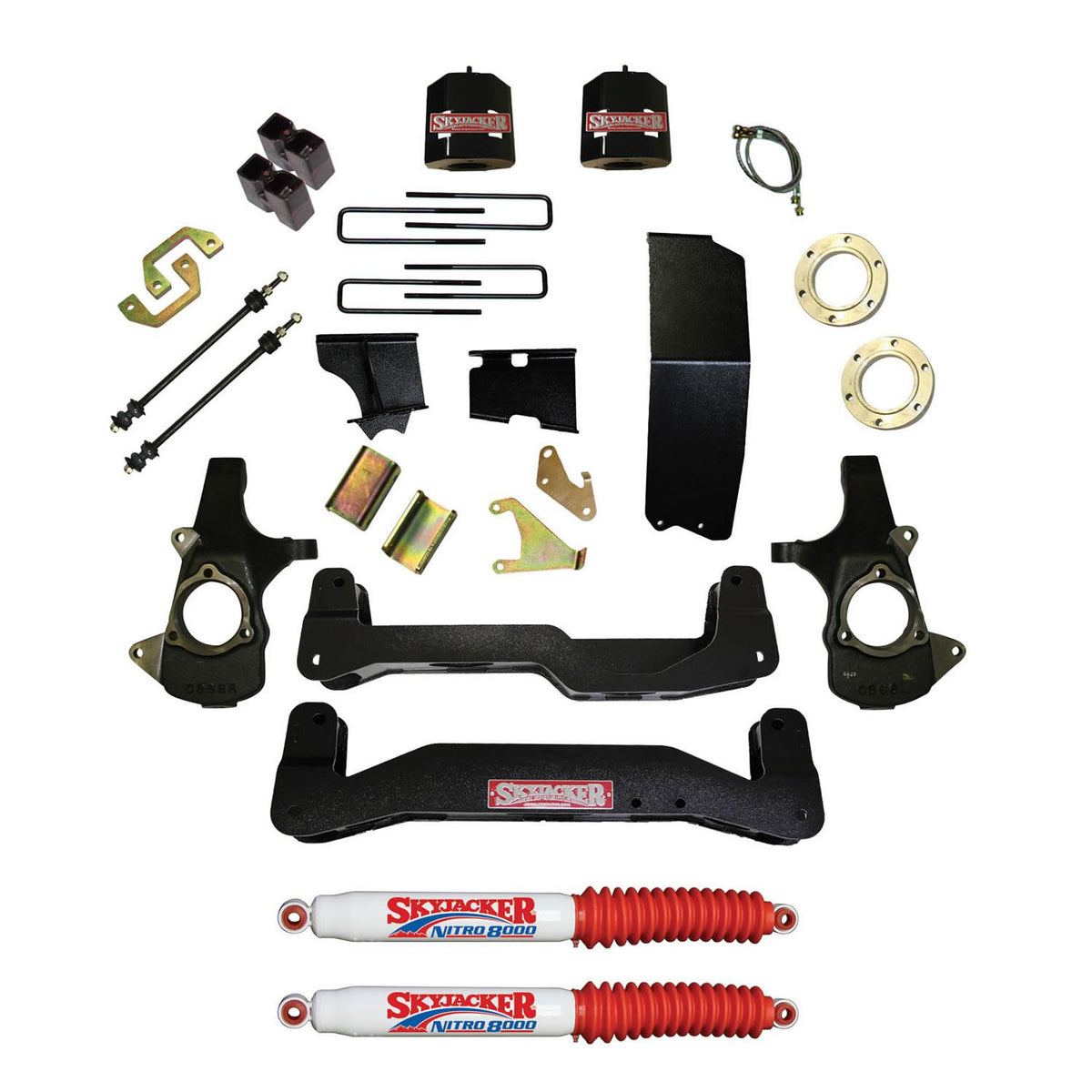 Skyjacker Suspension Lift Kit 14-16 Silverado/Sierra 1500 w/Shock Nitro Shocks 6-7 Inch Lift Incl. Knuckles Crossmembers Skid Plate - C14660PK-N