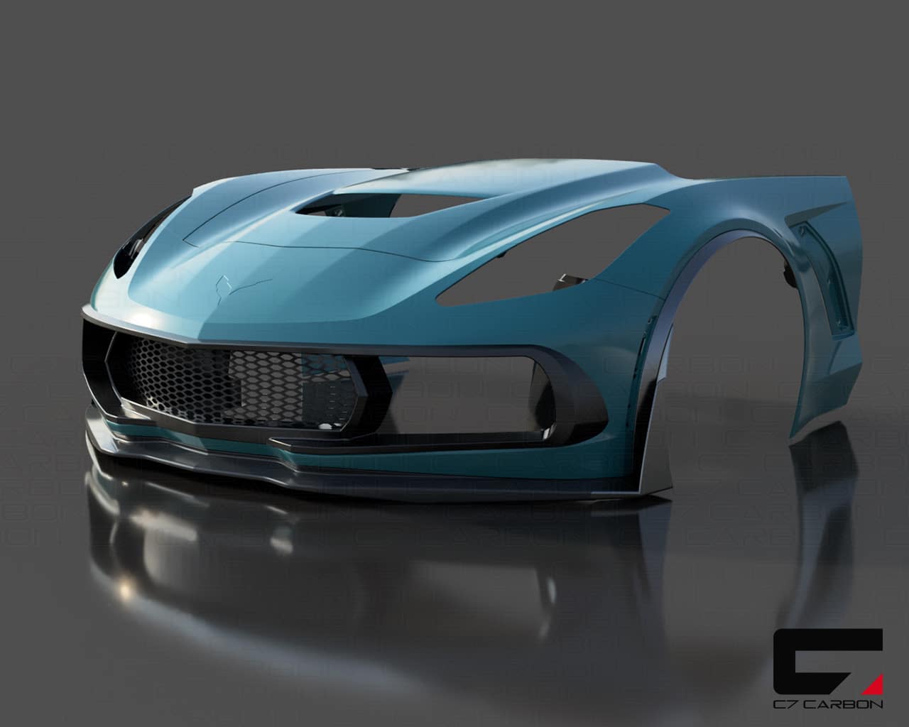 C7 Carbon Corvette C7 | OEM Style Rear Diffuser With Exhaust Shield - Carbon Fiber - C7-RD-CF