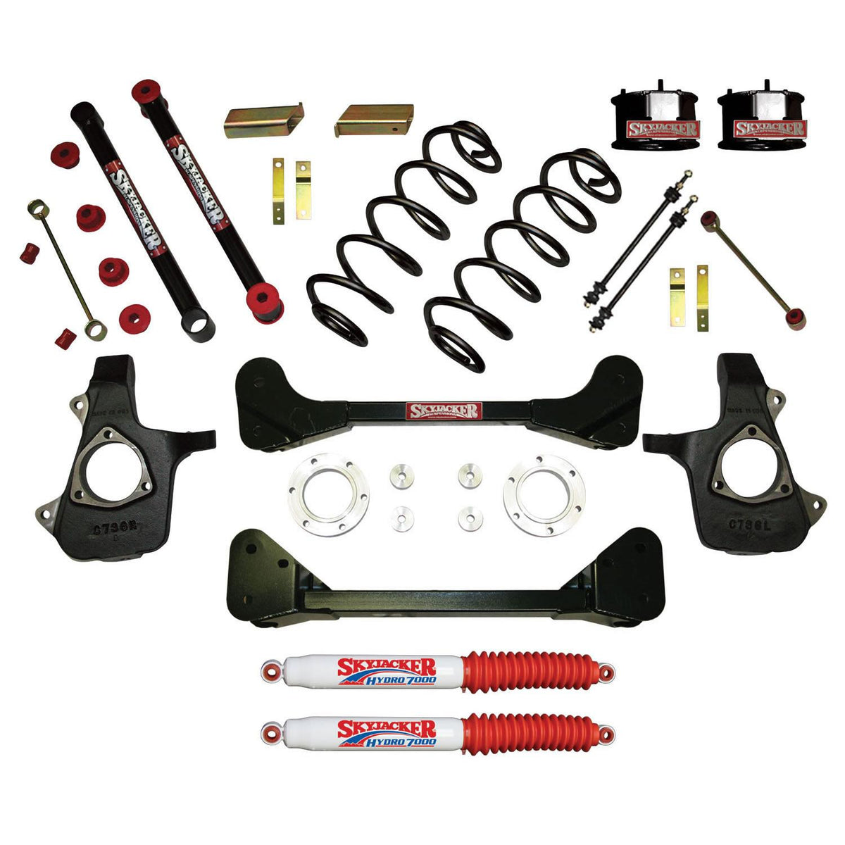Skyjacker Suspension Lift Kit w/Shock 4 Inch Lift 07-13 Chevrolet Tahoe 07-13 Chevrolet Avalanche 07-13 Suburban/Yukon XL 1500 Incl. Knuckles Crossmembers Front Spacer Block UBolt - C7360SK-H