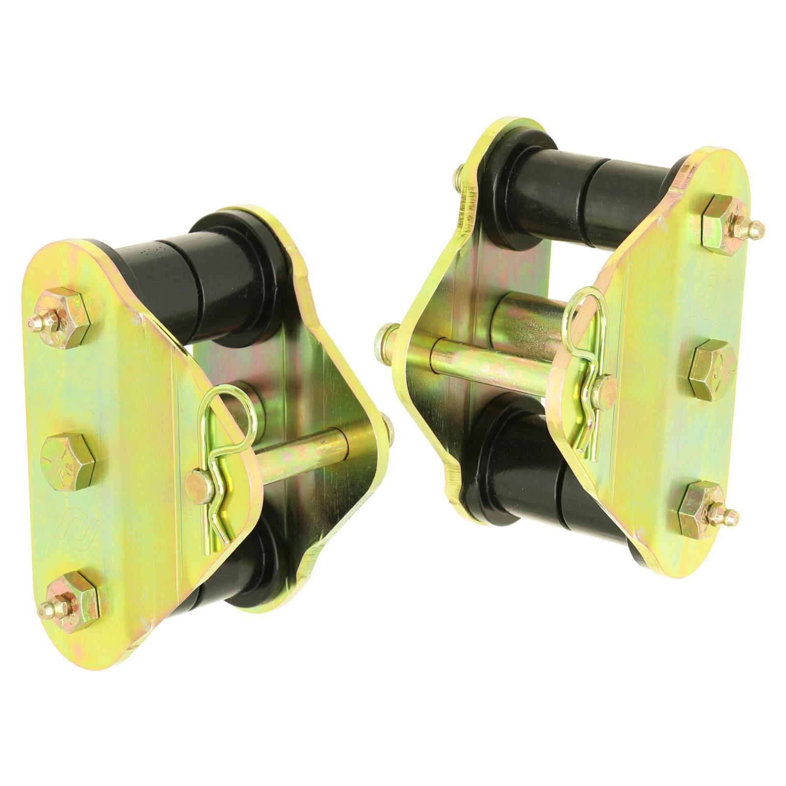 RockJock 4x4 HD Leaf Spring Shackles 87-95 Wrangler YJ Front Includes Urethane Bushings HD Greasable Bolts Pair For Use w/ CE-9033F or CE-9033D - CE-9038