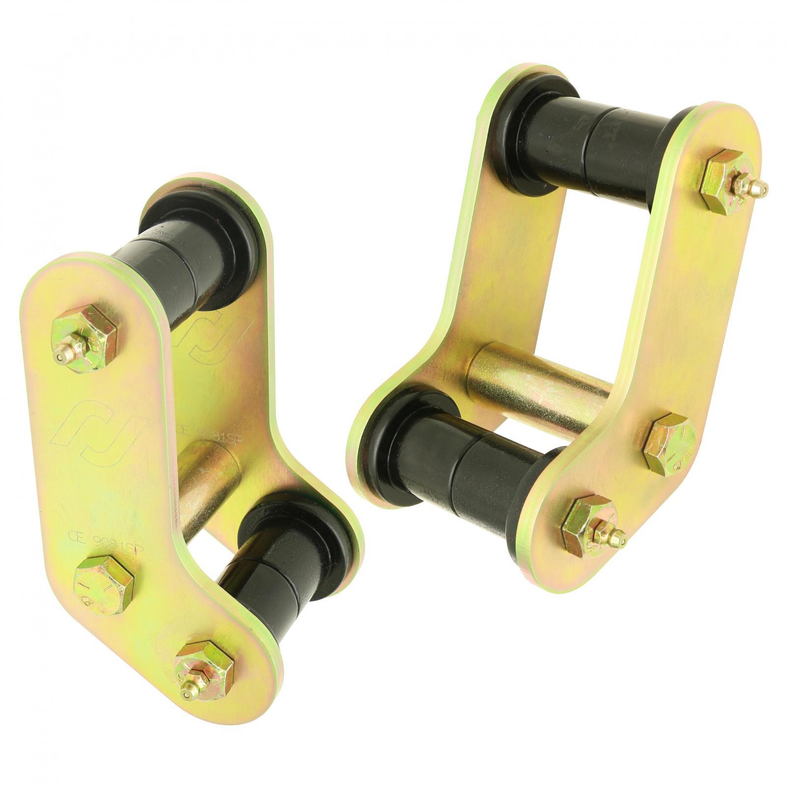 RockJock 4x4 Boomerang Leaf Spring Shackles 87-95 Wrangler YJ Rear Includes Urethane Bushings HD Greasable Bolts Pair For Use w/ ProComp Springs - CE-9081P