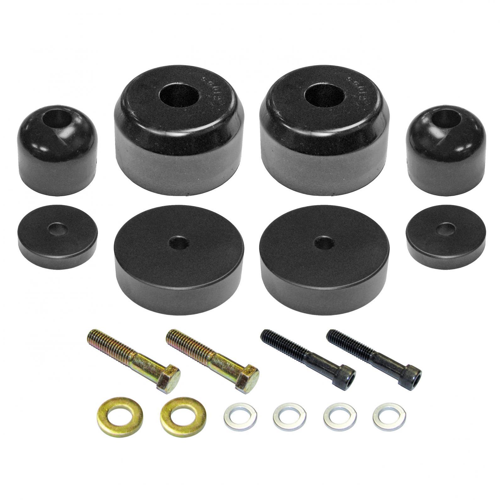 RockJock 4x4 Bump Stop Kit 97-06 Wrangler TJ/LJ/XJ/MJ Front Includes Polyurethane Bump Stops Aluminum Spacers Hardware - CE-9122F