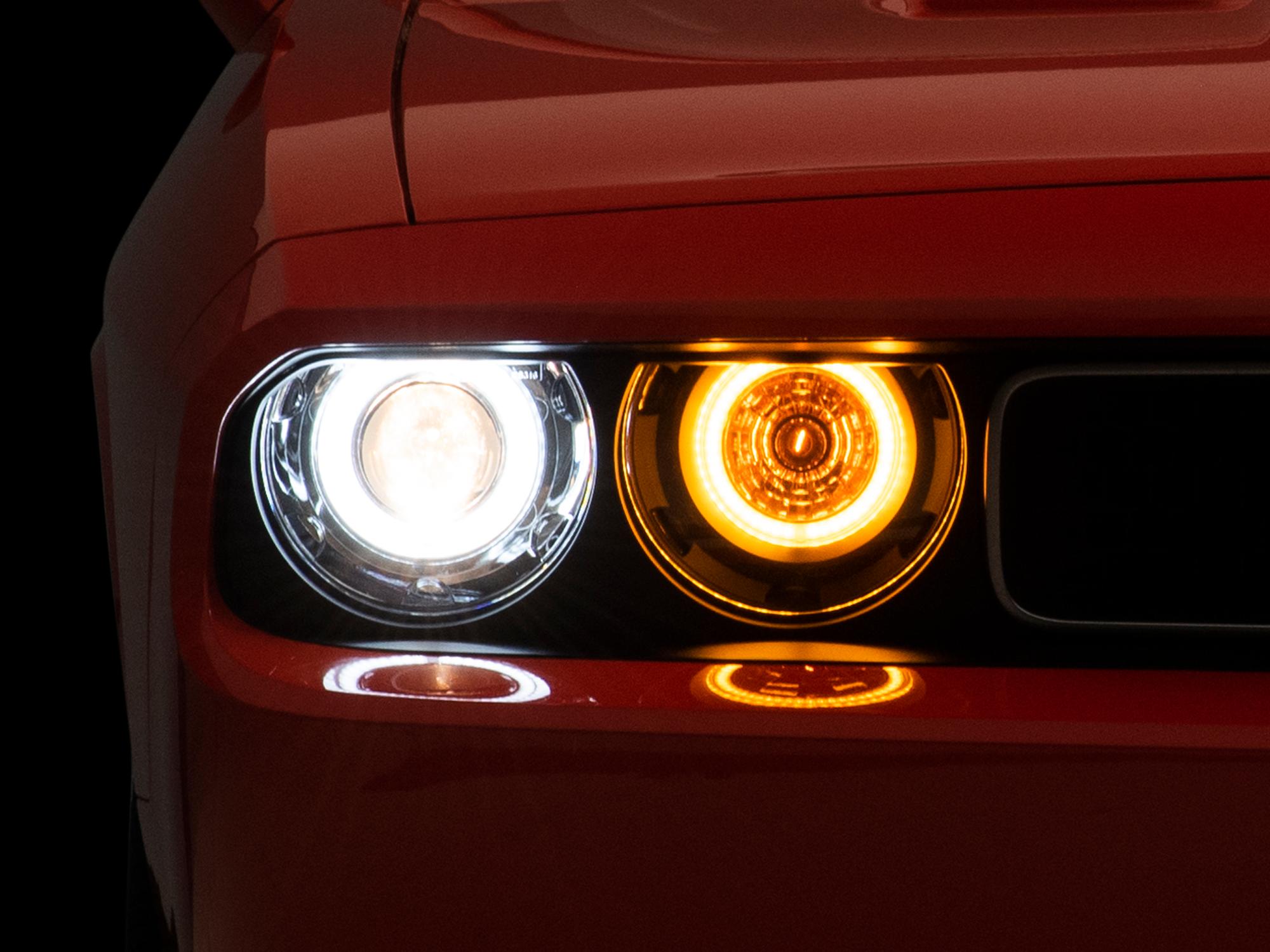 Raxiom 08-14 Dodge Challenger Dual LED Halo Projector Headlights- Black Housing (Clear Lens) - CH3684