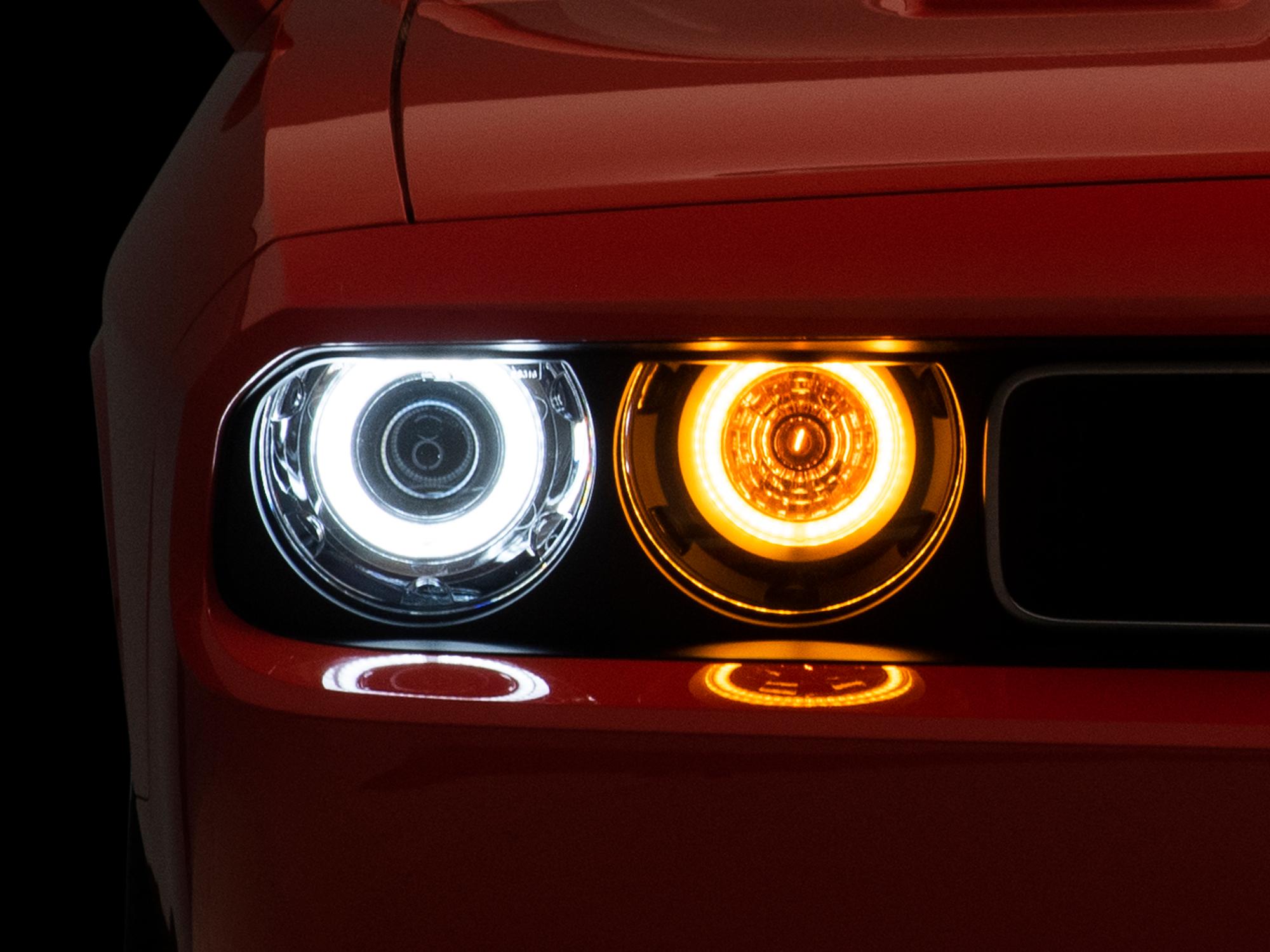 Raxiom 08-14 Dodge Challenger Dual LED Halo Projector Headlights- Black Housing (Clear Lens) - CH3684