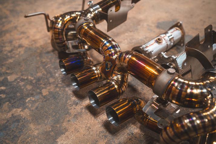 Valvetronic Designs 2020-2025 Chevy Corvette C8 Z06, 6.2L , Full Exhaust System With Free Flow Front Pipes, Grade 5 Titanium Titanium 4.0 Inch Outlet Tips, Can Reuse OEM Tip Outlet - CHEV.C8Z.VSES.FF.TI