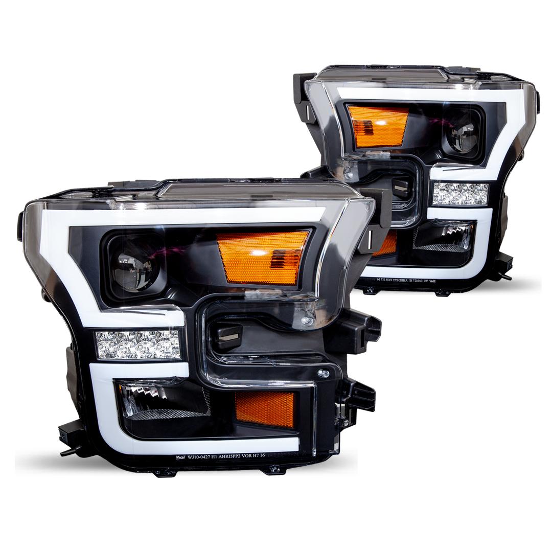 Winjet Projector Headlights-Black (2015-2017 F-150) - CHRNG0427-B-SQ
