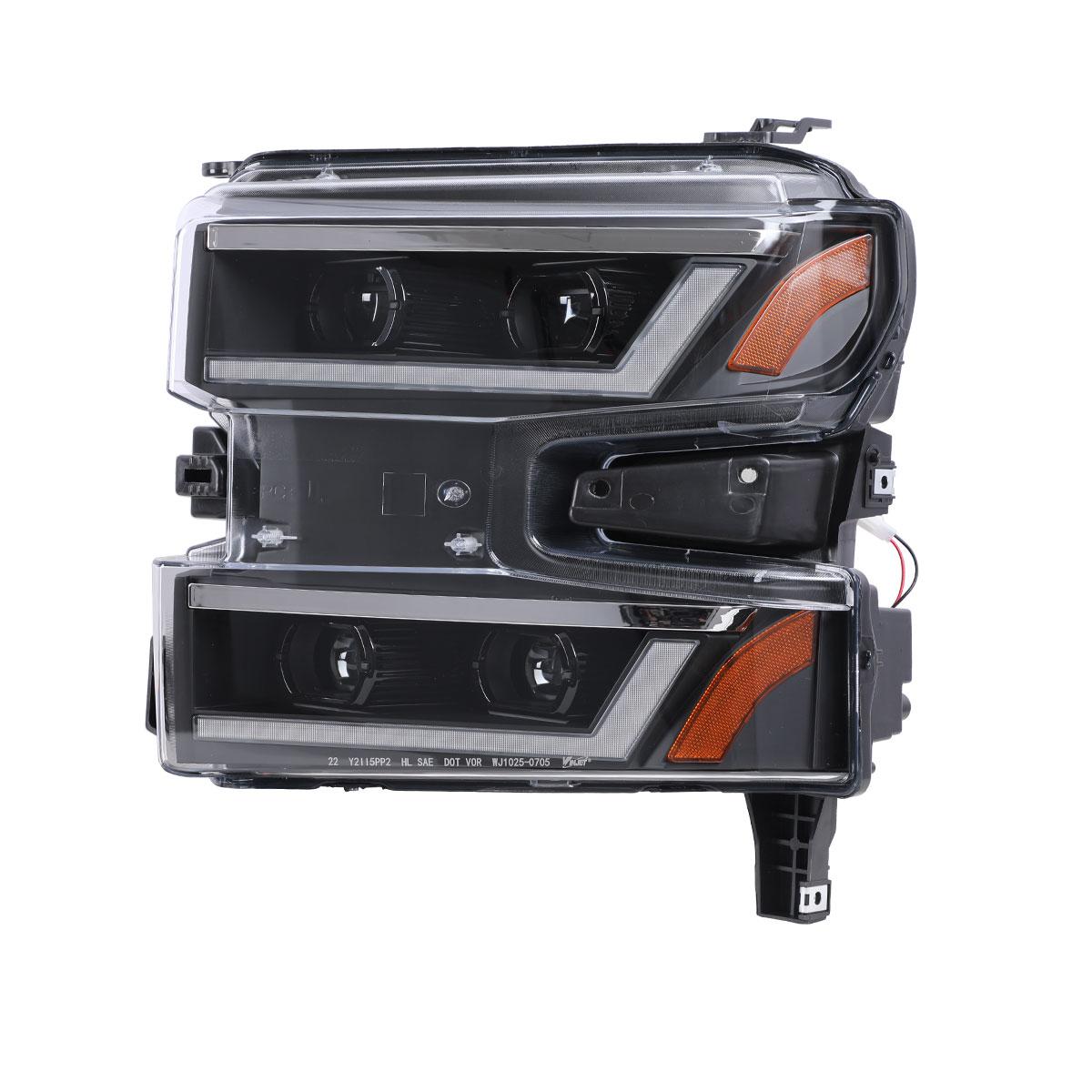 Winjet Chevy Silverado 2019-2021 Projector Led Headlights (Drl)-Black / Clear (2019-2021 Silverado 1500) - CHRNG0705JI-BC-D3