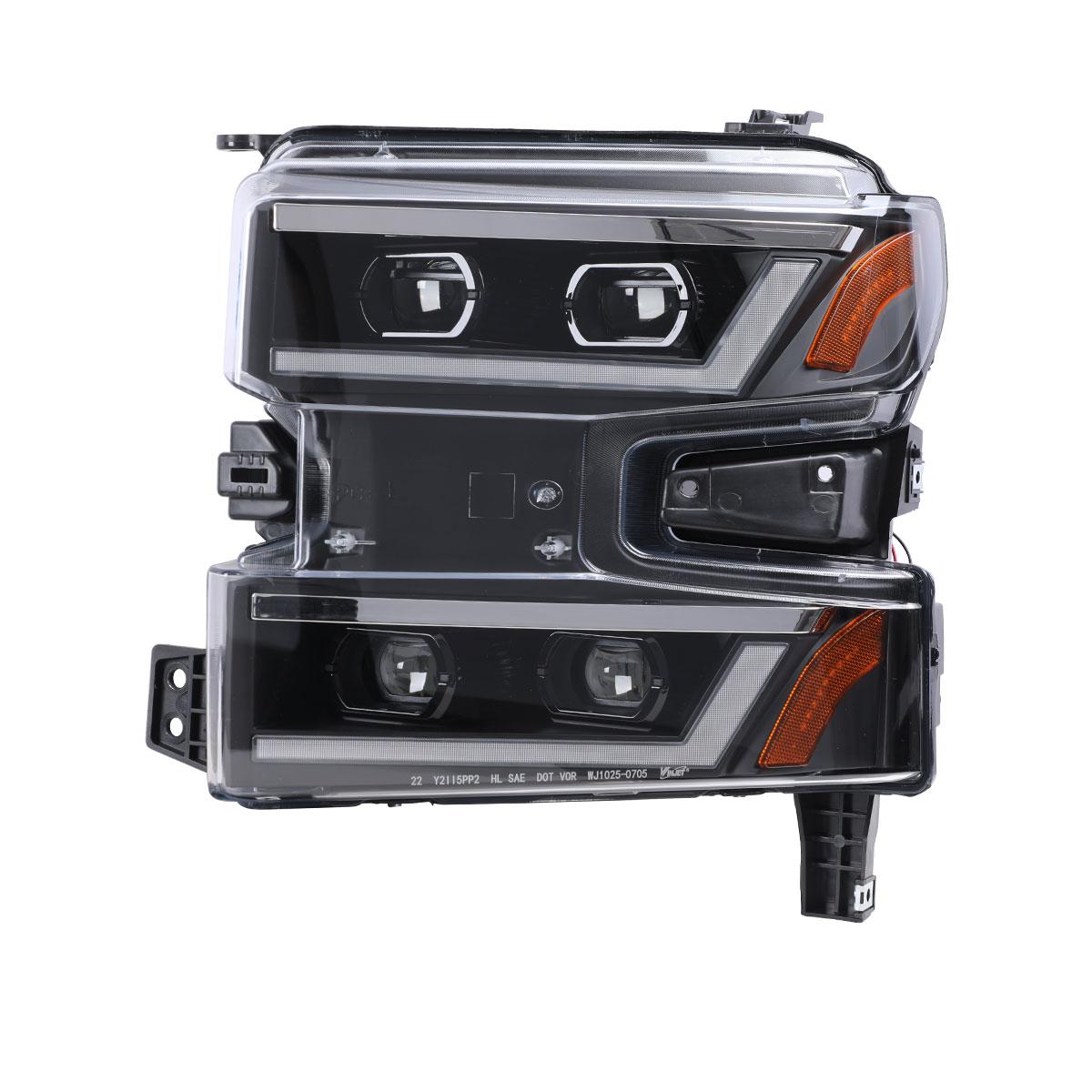 Winjet Chevy Silverado 2019-2021 Projector Led Headlights (Drl)-Black / Clear (2019-2021 Silverado 1500) - CHRNG0705JI-BC-D3