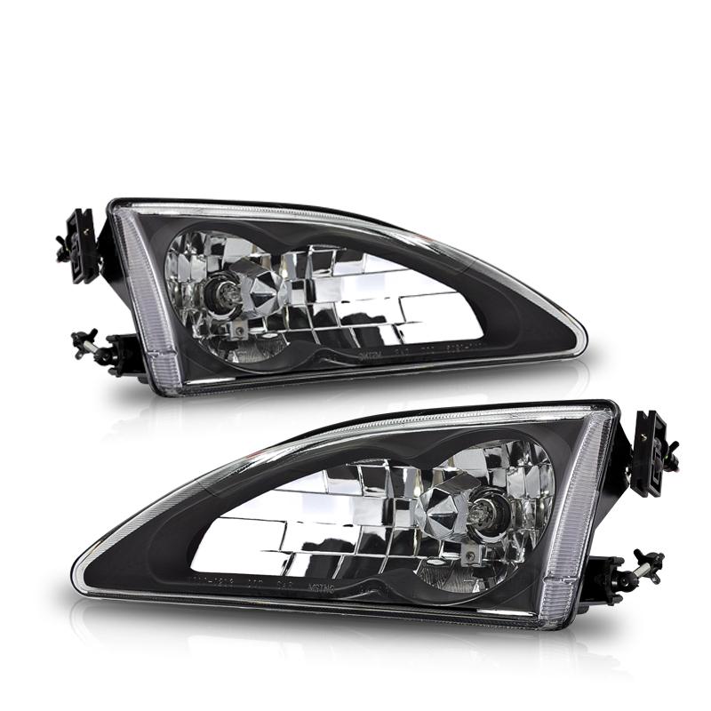 Winjet Headlights-Black / Clear (1994-1998 Mustang) - CHWJ-0213-B