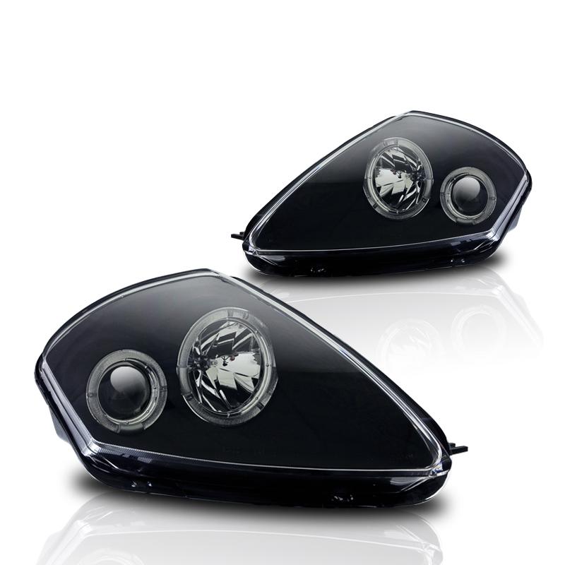 Winjet Halo Projector Headlights-Black / Clear (2000-2005 Eclipse) - CHWJ-0215-B