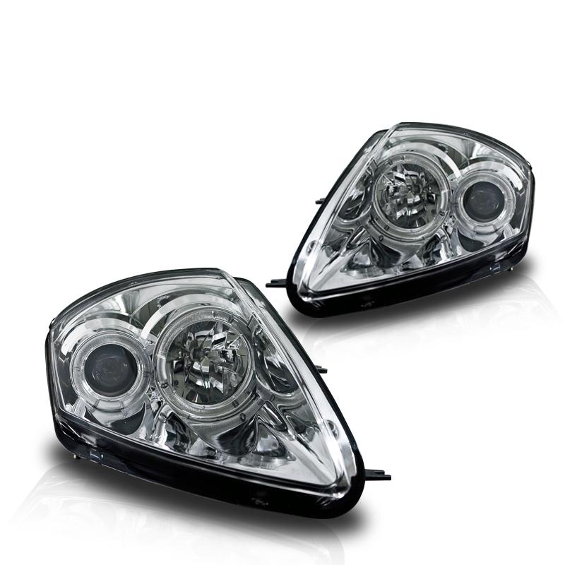 Winjet Halo Projector Headlights-Chrome / Clear (2000-2005 Eclipse) - CHWJ-0215-C