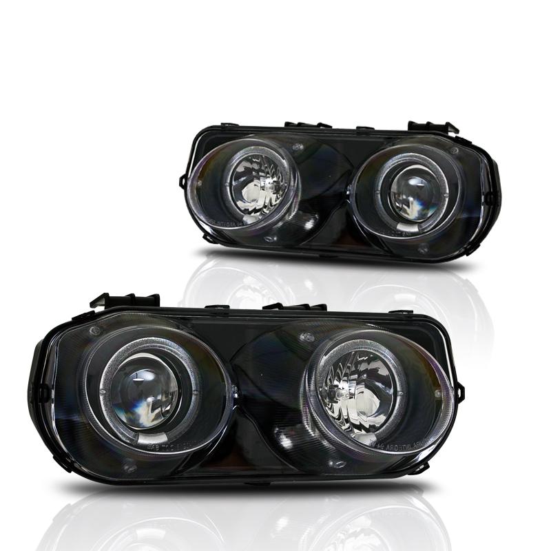 Winjet Halo Projector Headlights-Black / Clear (1994-1997 Integra) - CHWJ-0216-B